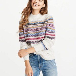 Abercrombie & Fitch Cable Mock Neck Grey Sweater